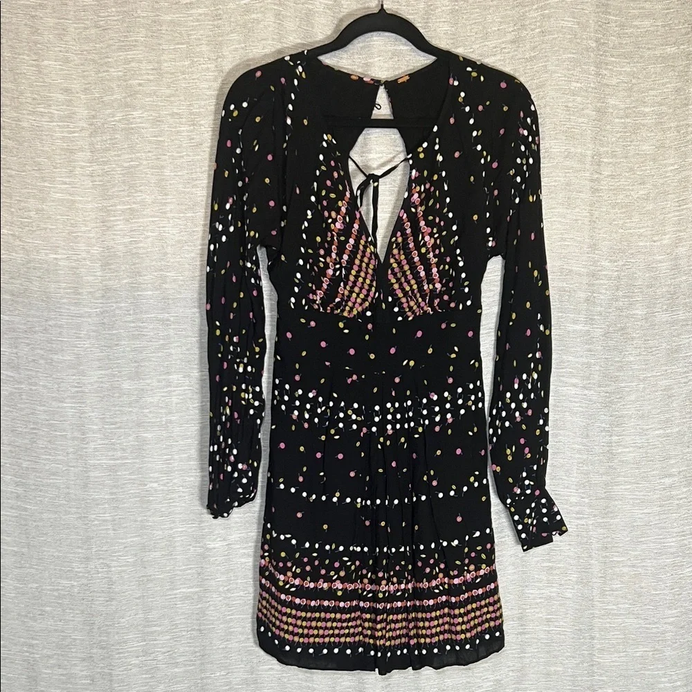 Free People Artsy Multicolor Long Sleeve Cutout Dress Size Small